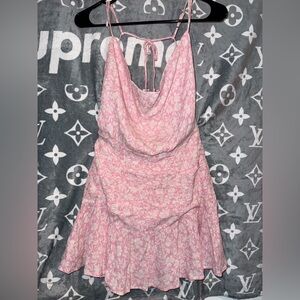 Pink Floral Cowl Neck Dress